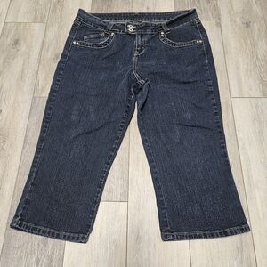 FUBU Y2K Denim Capri Blue Jeans V Pocket Dark Wash Vintage Women's Juniors 11/12